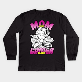 Mom By Day Gamer By Night Kids Long Sleeve T-Shirt